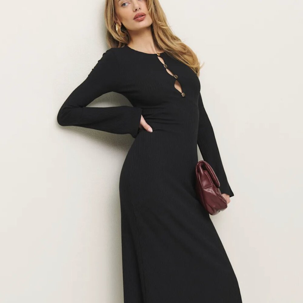 Reformation Hayden Knit Dress Black - Size XS - Picture 3 of 4
